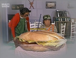Sanduíche de presunto gigante no episódio O sonho que deu bolo do Chaves