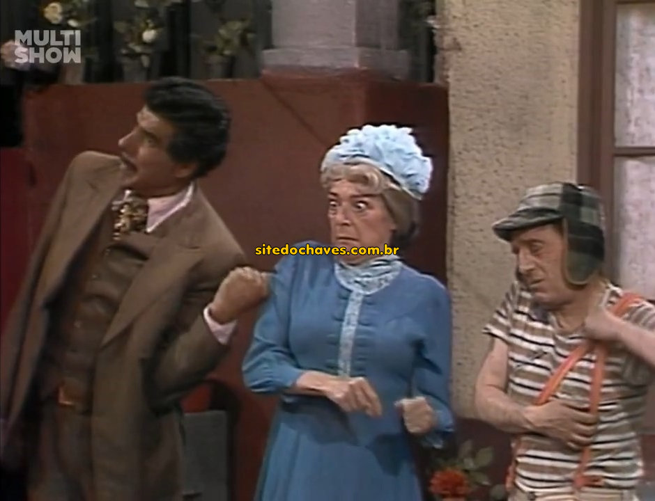 Professor Girafales, Dona Clotilde e Chaves no episódio Um banho para o Chaves